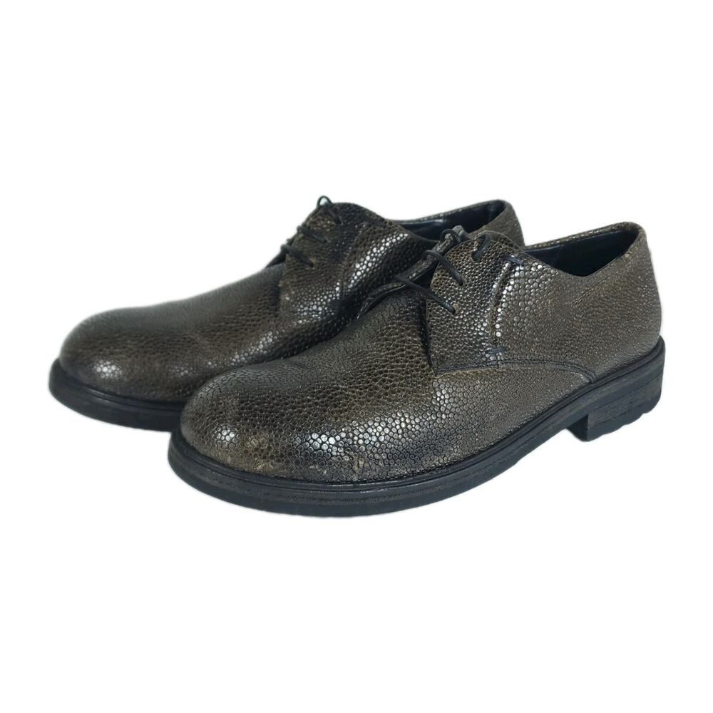 HALMANERA Women's US7-7,5 EU38 Green Leather Animal Print Lace Up Oxford Shoes